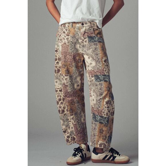 Urban Daizy Boho Patchwork Wide Leg Barrel Pants - Picture 2 of 9